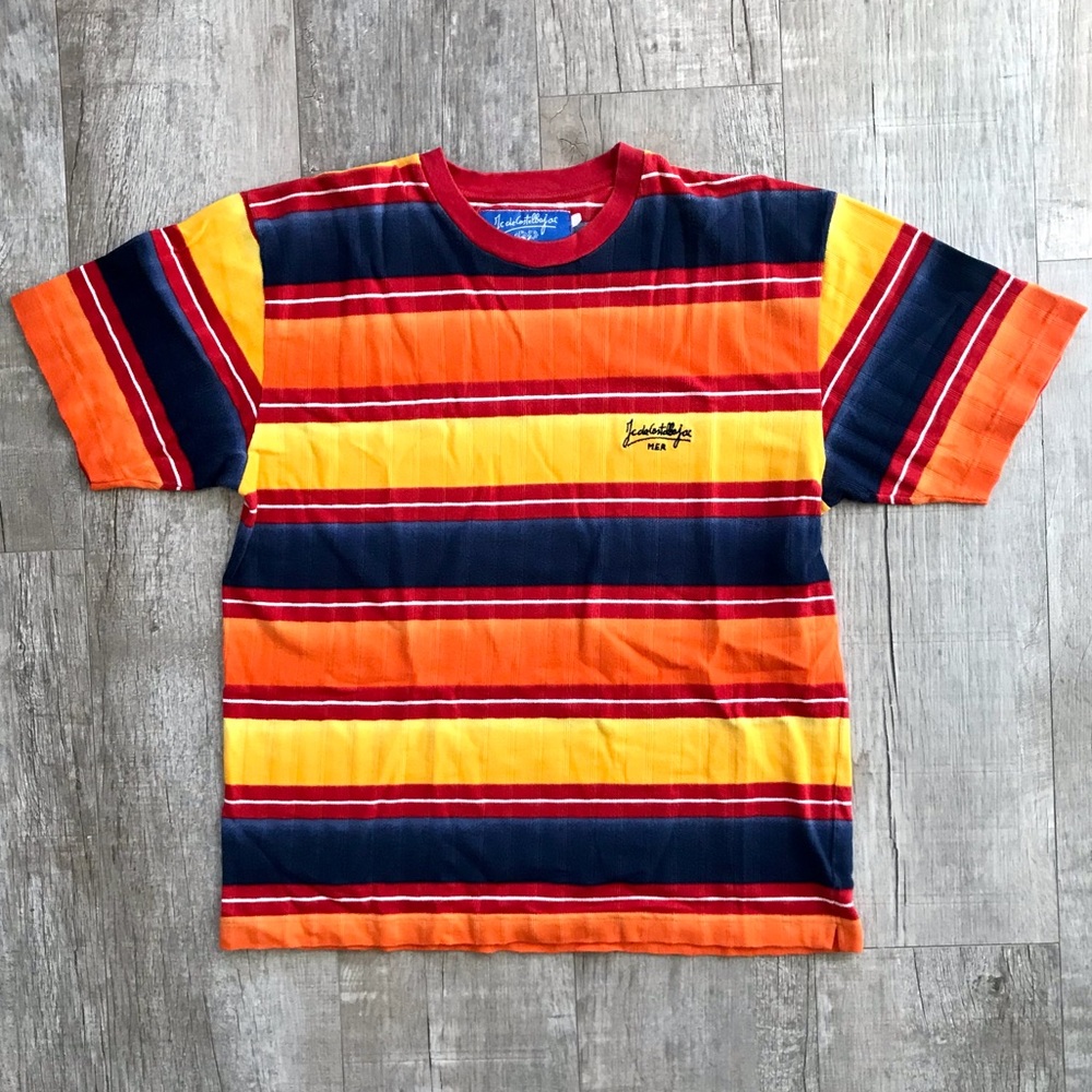 1990s Vintage JC de Castelbajac Mer Collection Multi-colored Striped Tee Shirt